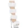 Blanc 18 cm ADORE-728F sandales à talons hauts et plumes pole dance