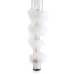Blanc 18 cm ADORE-728F sandales à talons hauts et plumes pole dance