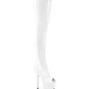 Blanc 18 cm ADORE-3011HWR Hologramme plateforme bottes cuissardes bout ouvert