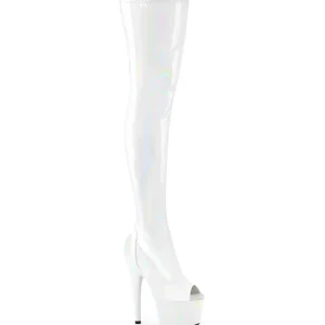 Blanc 18 cm ADORE-3011HWR Hologramme plateforme bottes cuissardes bout ouvert