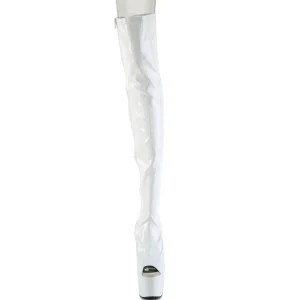 Blanc 18 cm ADORE-3011HWR Hologramme plateforme bottes cuissardes bout ouvert