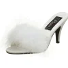 Blanc 8 cm AMOUR-03 plumes de marabout Mules Chaussures