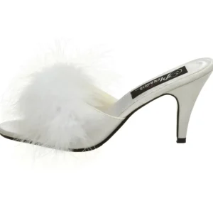 Blanc 8 cm AMOUR-03 plumes de marabout Mules Chaussures