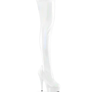 Blanc 15 cm DELIGHT-3000HWR Hologramme bottes overknee plateforme de pole dance