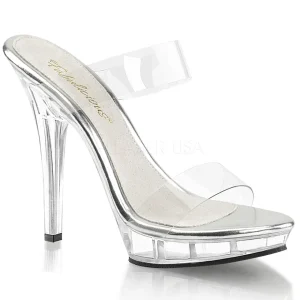 Blanc 13 cm Fabulicious LIP-102-1 Plateforme Mules Hautes