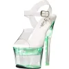 Blanc 18 cm FLASHDANCE-708 sandales LED ampoule pour stripteaseuse