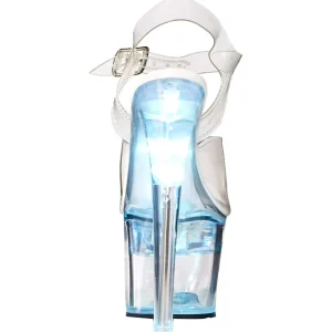Blanc 18 cm FLASHDANCE-708 sandales LED ampoule pour stripteaseuse