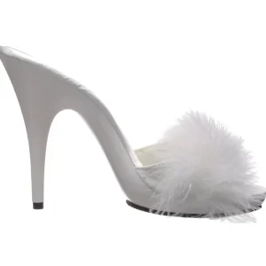 Blanc 13 cm POISE-501F plumes de marabout Mules Chaussures