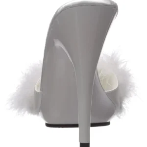 Blanc 13 cm POISE-501F plumes de marabout Mules Chaussures