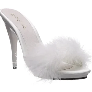 Blanc 13 cm POISE-501F plumes de marabout Mules Chaussures