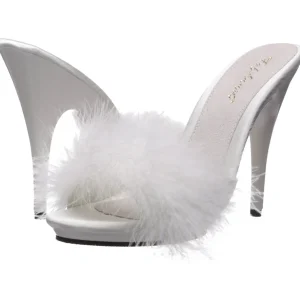 Blanc 13 cm POISE-501F plumes de marabout Mules Chaussures