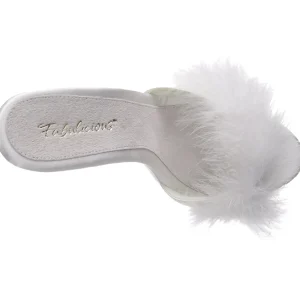 Blanc 13 cm POISE-501F plumes de marabout Mules Chaussures