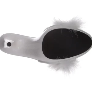 Blanc 13 cm POISE-501F plumes de marabout Mules Chaussures