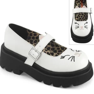 Blanc 6,5 cm RENEGADE-56 emo chaussures mary jane à boucles