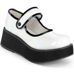 Blanc 6 cm SPRITE-01 emo chaussures mary jane à boucles