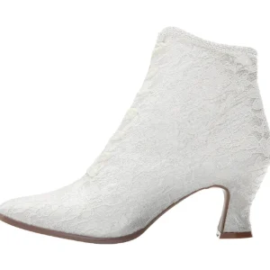 Blanc 12 cm VICTORIAN-30 Bottines à Lacets Talons Hauts Femmes
