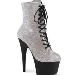 Blanc bottines pierre strass 18 cm ADORE-1020RS bottines talons hauts pleaser