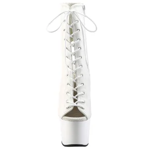 Blanc Mat 18 cm ADORE-1016 Plateforme Bottines Bout Ouvert