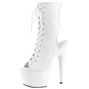 Blanc Mat 18 cm ADORE-1016 Plateforme Bottines Bout Ouvert