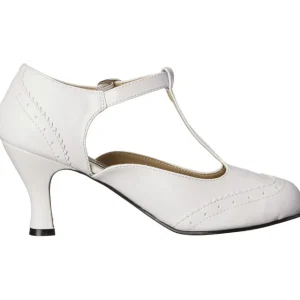 Blanc Mat 7,5 cm retro vintage FLAPPER-26 escarpins à talons hauts