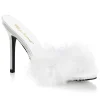 Blanc Plumes 10 cm CLASSIQUE-01F Chaussures Mules pour Hommes