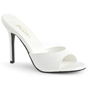 Blanc Similicuir 10 cm CLASSIQUE-01 grande taille mules femmes