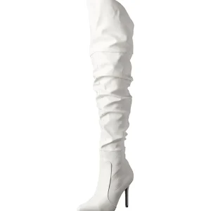 Blanc Similicuir 10 cm CLASSIQUE-3011 Bottes Cuissardes Talons Hauts