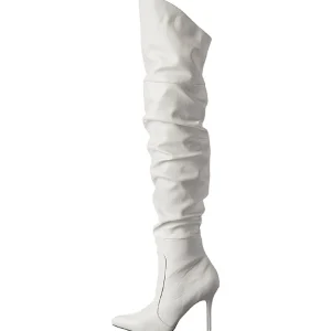 Blanc Similicuir 10 cm CLASSIQUE-3011 Bottes Cuissardes Talons Hauts