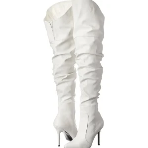 Blanc Similicuir 10 cm CLASSIQUE-3011 Bottes Cuissardes Talons Hauts