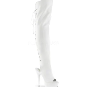 Blanc Similicuir 15 cm DELIGHT-3019 Cuissardes Bottes Plateforme