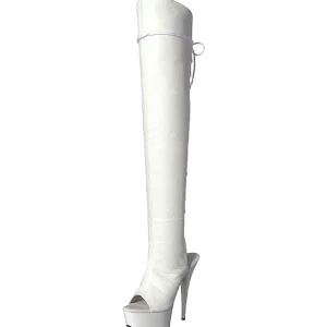 Blanc Similicuir 15 cm DELIGHT-3019 Cuissardes Bottes Plateforme
