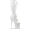 Blanc Similicuir 20 cm FLAMINGO-2023 plateformes bottes à lacets pour femmes