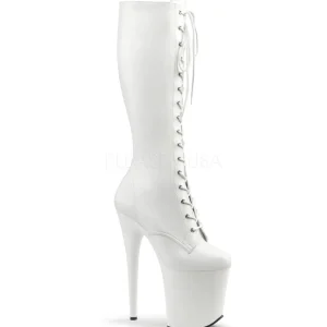 Blanc Similicuir 20 cm FLAMINGO-2023 plateformes bottes à lacets pour femmes