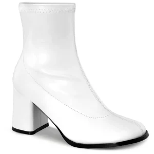 Blanc Similicuir 7,5 cm GOGO-150 bottines à talons épais stretch