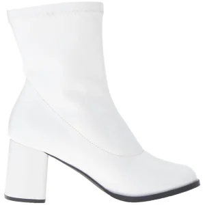 Blanc Similicuir 7,5 cm GOGO-150 bottines à talons épais stretch