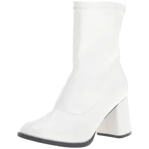 Blanc Similicuir 7,5 cm GOGO-150 bottines à talons épais stretch