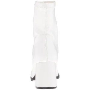Blanc Similicuir 7,5 cm GOGO-150 bottines à talons épais stretch