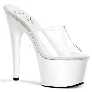 Blanc Transparent 18 cm ADORE-701 Plateforme Mules Hautes