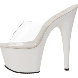 Blanc Transparent 18 cm ADORE-701 Plateforme Mules Hautes