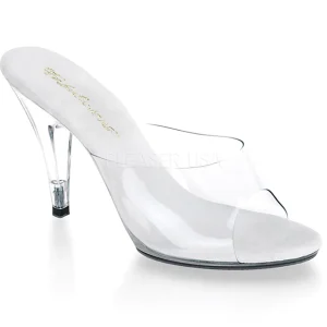 Blanc Transparent 11 cm CARESS-401 Mules Talons Hauts