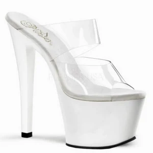 Blanc Transparent 18 cm SKY-302 Plateau Mules Talons Hauts