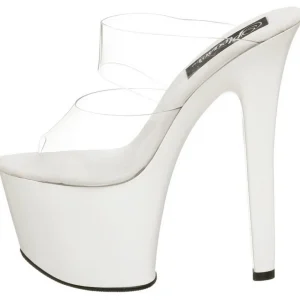 Blanc Transparent 18 cm SKY-302 Plateau Mules Talons Hauts