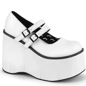 Blanc Vegan 11,5 cm DemoniaCult KERA-08 escarpins mary jane plateforme gothic