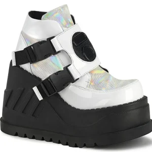 Blanc Vegan 12 cm STOMP-15 bottines plateforme compensées lolita