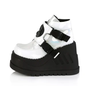 Blanc Vegan 12 cm STOMP-15 bottines plateforme compensées lolita