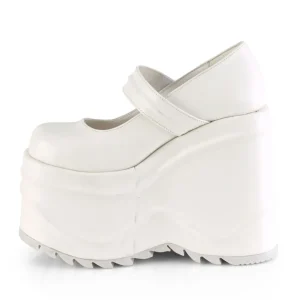 Blanc Vegan 15 cm WAVE-32 escarpins mary jane plateforme compensé
