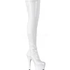 Blanc Verni 18 cm ADORE-3000 Bottes Cuissardes Talons Hauts