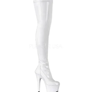 Blanc Verni 18 cm ADORE-3000 Bottes Cuissardes Talons Hauts