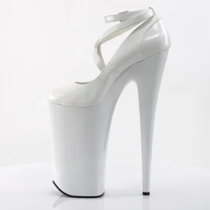 Blanc Verni 25,5 cm BEYOND-087 talons très hauts - escarpins plateforme extrême