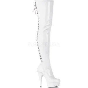 Blanc Verni 15,5 cm DELIGHT-3063 Cuissardes Bottes Plateforme